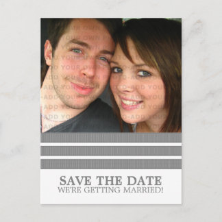 Gray Triple Stripe Save the Date Postcard