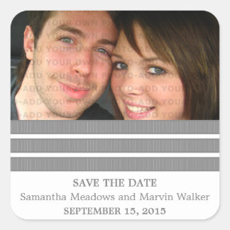 Gray Triple Stripe Save the Date Stickers