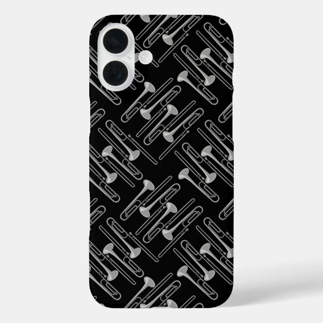 Gray Trombone Crosshatch Case-Mate iPhone Case (Back)
