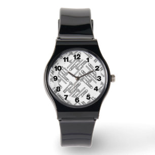 Gray Trombone Crosshatch Pattern Watch