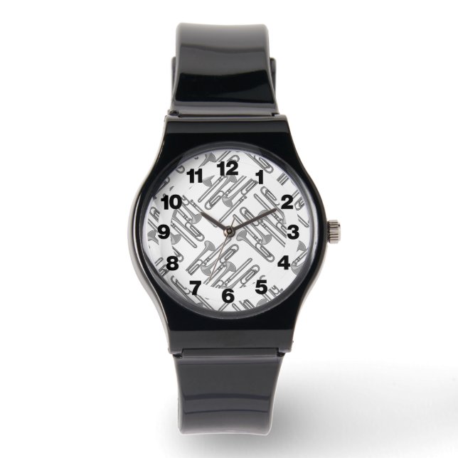 Gray Trombone Crosshatch Pattern Watch (Front)