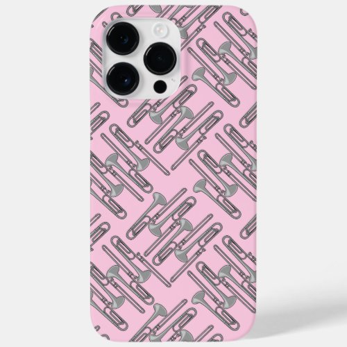 Gray Trombone Crosshatch Pink Pattern Case_Mate iPhone 14 Pro Max Case