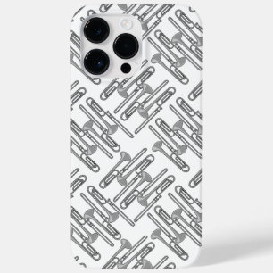 Gray Trombone Crosshatch White Pattern Case-Mate iPhone 14 Pro Max Case