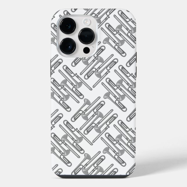 Gray Trombone Crosshatch White Pattern Iphone Case (Back)