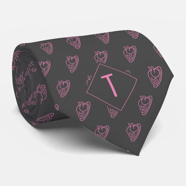 Gray | TURKEY Print | Monogram Neck Tie (Rolled)