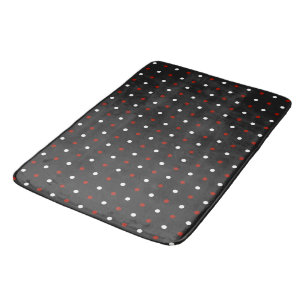 gray, turkey red and white dots bath mat