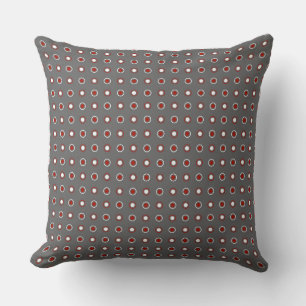 gray, turkey red and white dots throw pillow