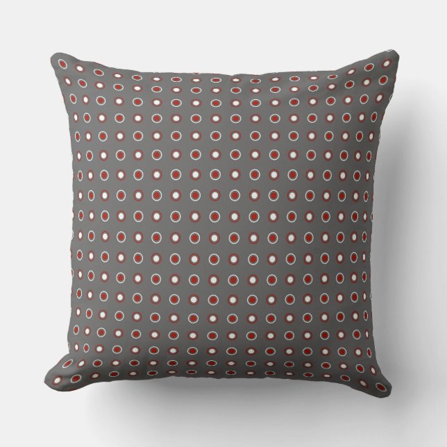 gray, turkey red and white dots throw pillow (Front)