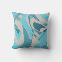 Gray Turquoise Aqua Mediterranean Diagonal Floral