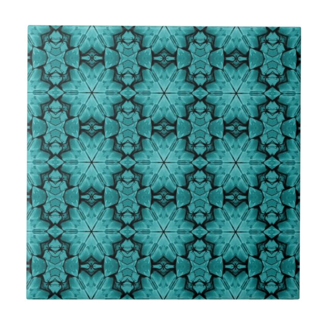 Gray turquoise aqua star geometric stone mosaic  c ceramic tile (Front)