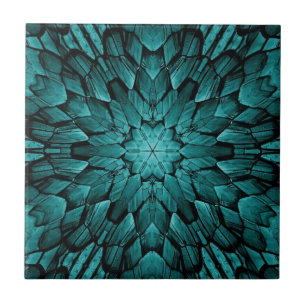Gray turquoise aqua star geometric stone mosaic ceramic tile