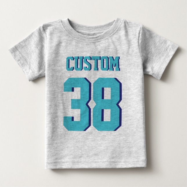 Gray & Turquoise Baby | Sports Jersey Design T-Shirt (Front)