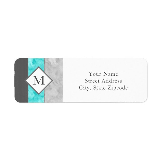 Gray Turquoise Block Stripes Label (Front)