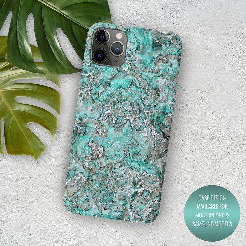 Gray Turquoise Mint Green Minerals Agate Pattern iPhone 11 Pro Max Case