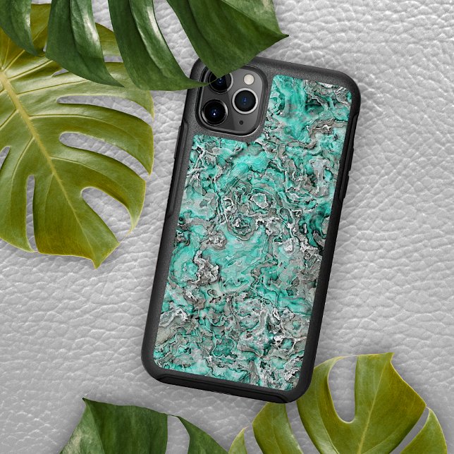 Gray Turquoise Mint Green Minerals Agate Pattern Otterbox iPhone Case (Creator Uploaded)
