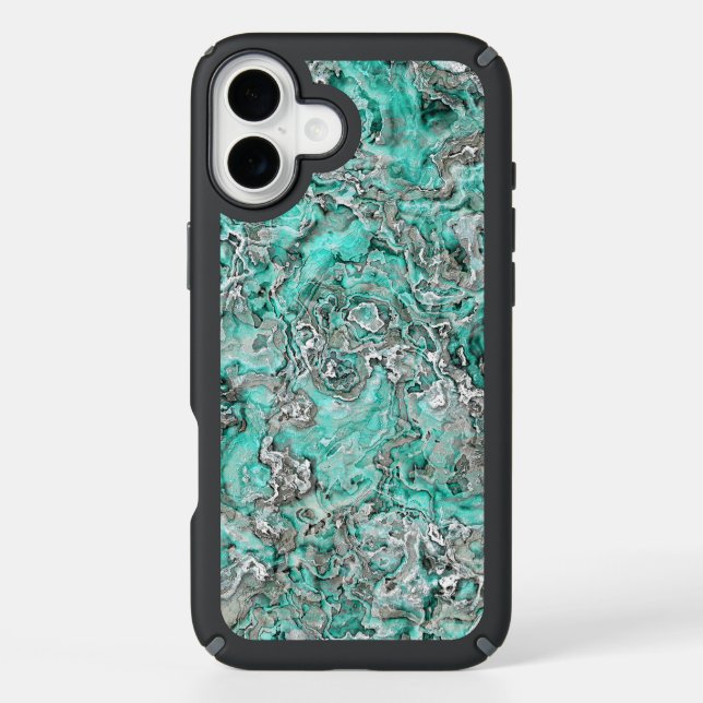 Gray Turquoise Mint Green Minerals Agate Pattern Speck iPhone Case (Front)