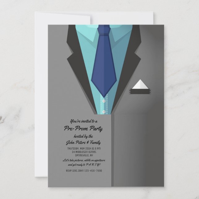 Gray Tux Invitation (Front)