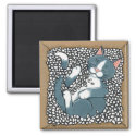 Gray Tuxedo Cat Sleeping in Box of Packing Peanuts Magnet
