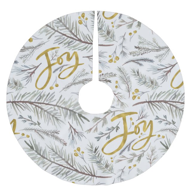 Gray Twigs And Berries Brushed Polyester Tree Skirt (Front)