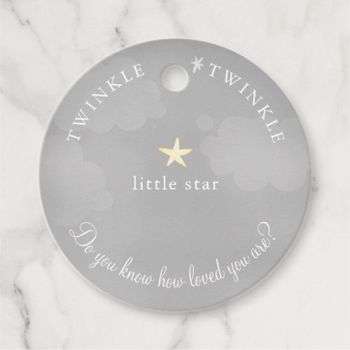 Gray Twinkle Little Star Baby Shower Birthday Favor Tags