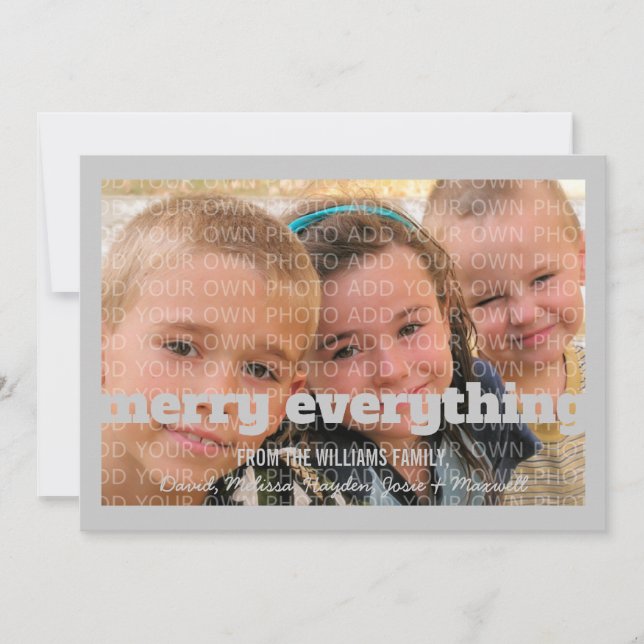 Gray Typography Merry Everything Photo Card (Front)
