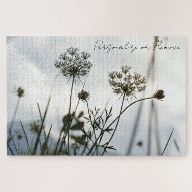Gray Umbels Flowers Outline Floral Art Photography Jigsaw Puzzle (Horizontal)