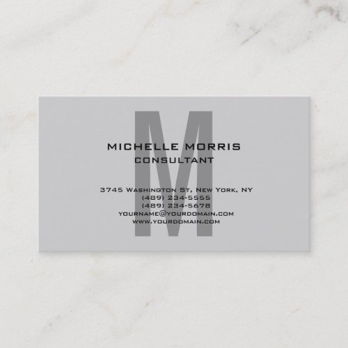 Gray Unique Original Classical Monogram Business Card