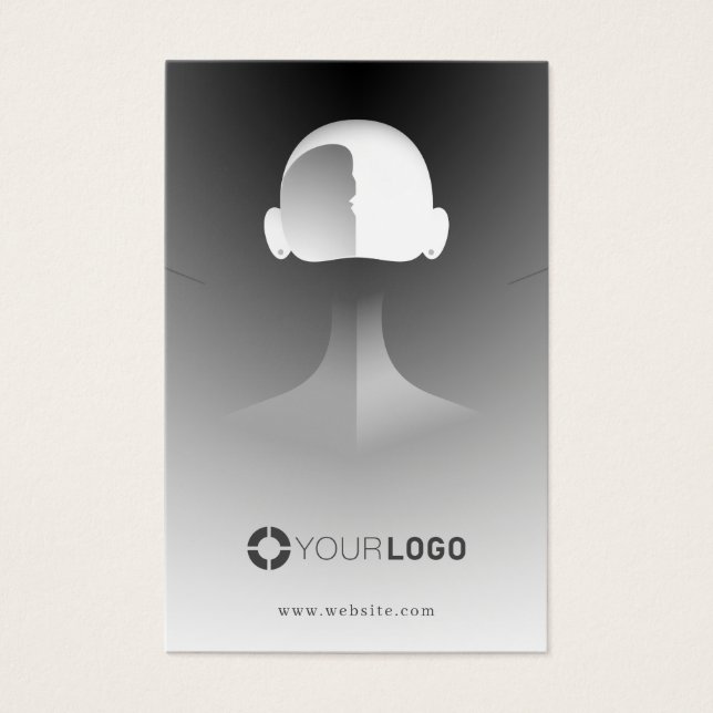 Gray unique portrait custom logo earring display (Front)