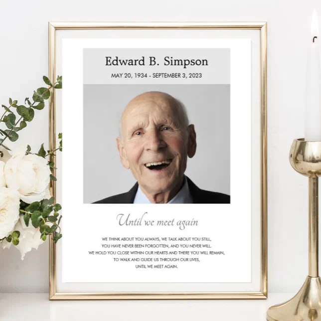 Gray Until We Meet Again Memorial Poem With Photo Poster | Zazzle