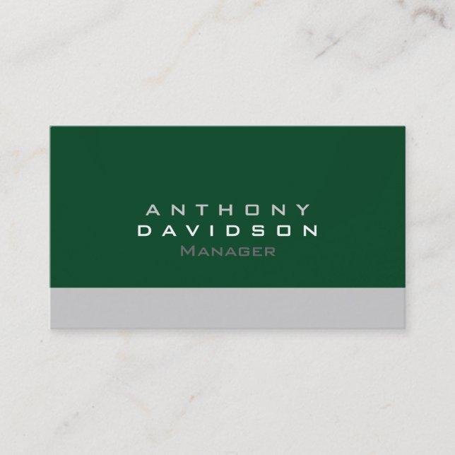 Gray Up Forest Green Standard Business Card (Front)