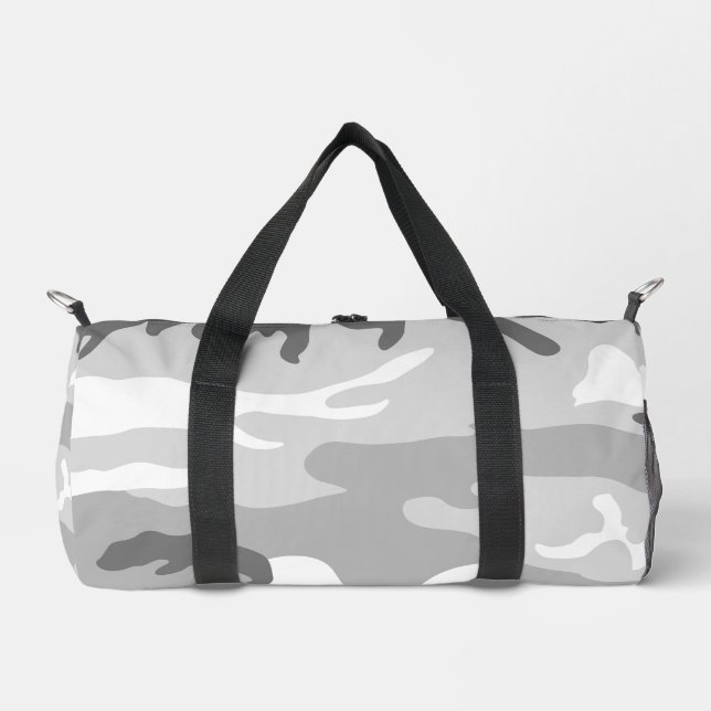 Gray Urban Military Camouflage Pattern Duffle Bag (Front)