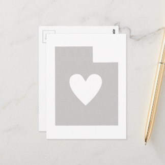 Gray Utah Shape with Heart Grey Utahan Love Adore Postcard