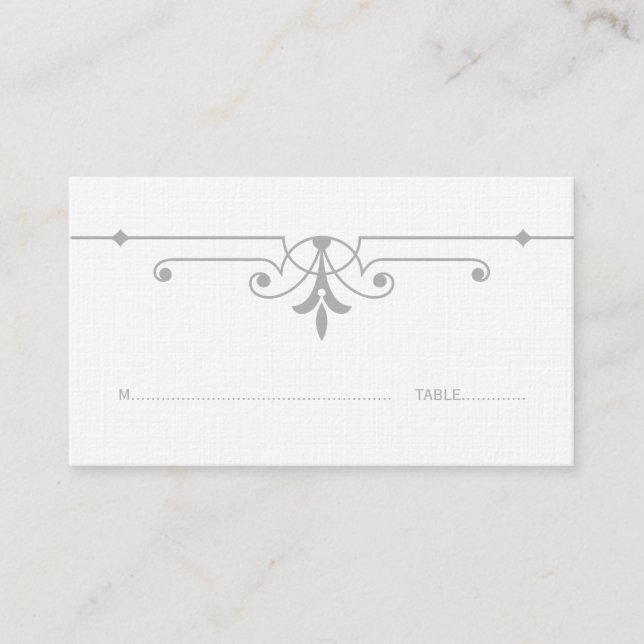 Gray v2 Fancy Ornamental Place Card (Front)