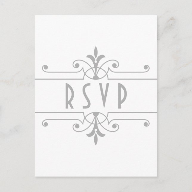 Gray v2 Fancy Ornamental RSVP Postcard (Front)