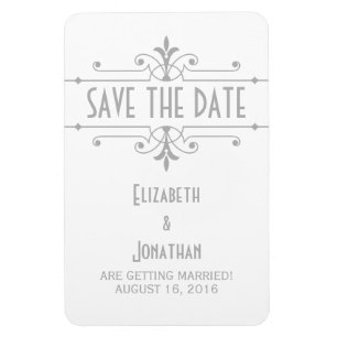 Gray v2 Fancy Ornamental Save the Date Magnet