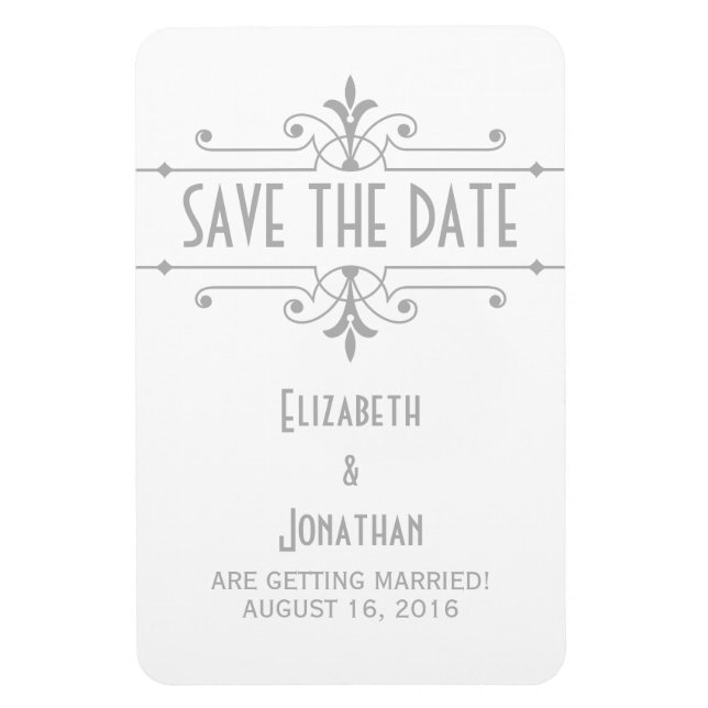 Gray v2 Fancy Ornamental Save the Date Magnet (Vertical)