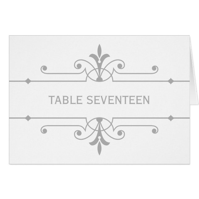 Gray v2 Fancy Ornamental Table Number Card (Front Horizontal)