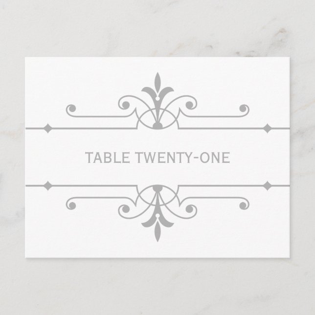 Gray v2 Fancy Ornamental Table Number Postcard (Front)