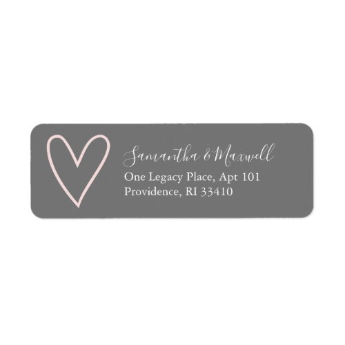 Gray Valentine Heart Address Labels