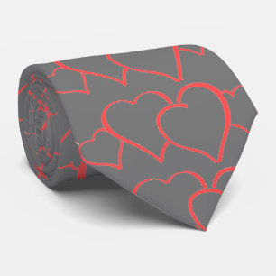 Gray Valentine Hearts Tie