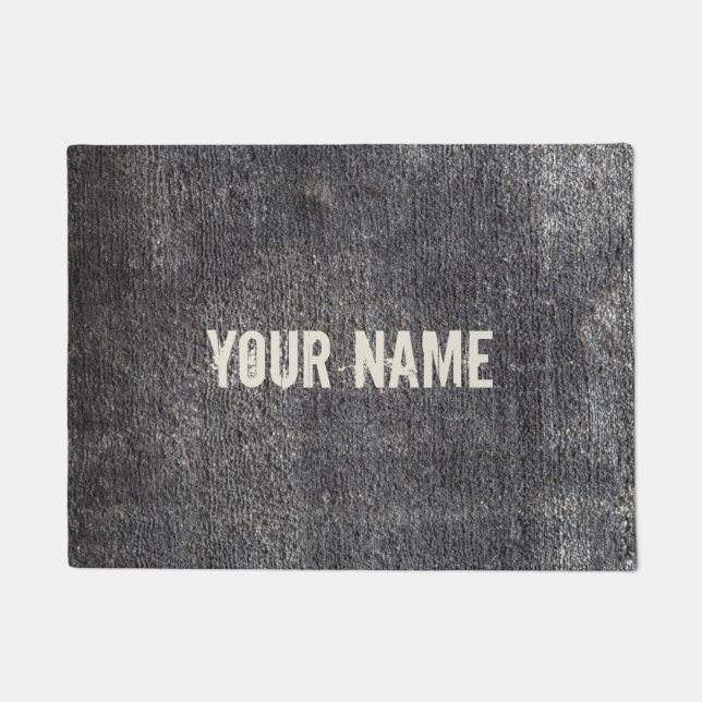 Gray velours anthracite carpet vintage rug (Front)