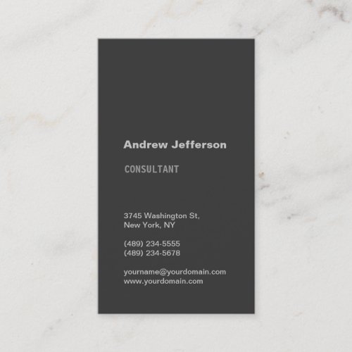 Gray Vertical Standard Size Business Card