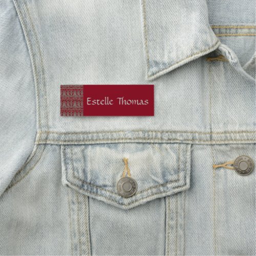 Gray Victorian decorative pattern maroon Name Tag