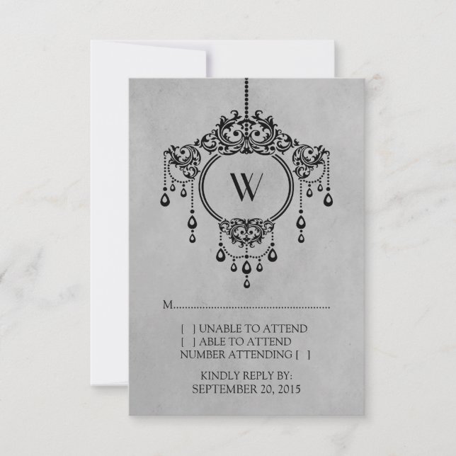 Gray Vintage Chandelier Response Card (Front)