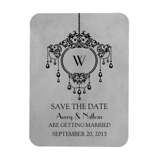 Gray Vintage Chandelier Save the Date Magnet (Vertical)