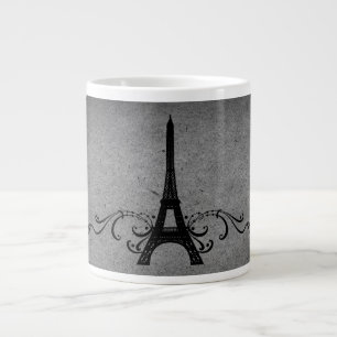 Gray Vintage French Flourish Large Coffee Mug