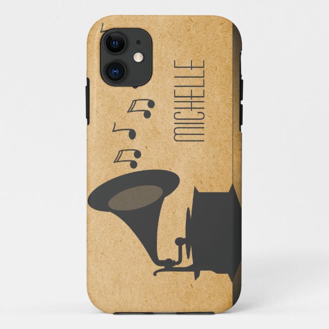 Gray Vintage Gramophone BT iPhone 5 Case (Back)