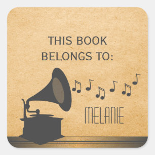 Gray Vintage Gramophone Stickers