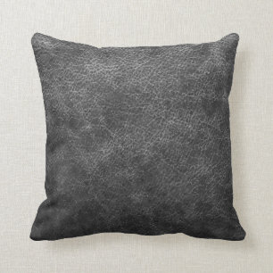 Gray vintage leather texture throw pillow