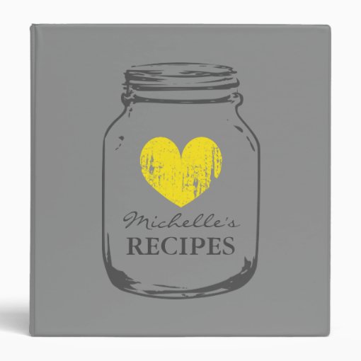 Gray vintage mason jar kitchen recipe binder book Zazzle